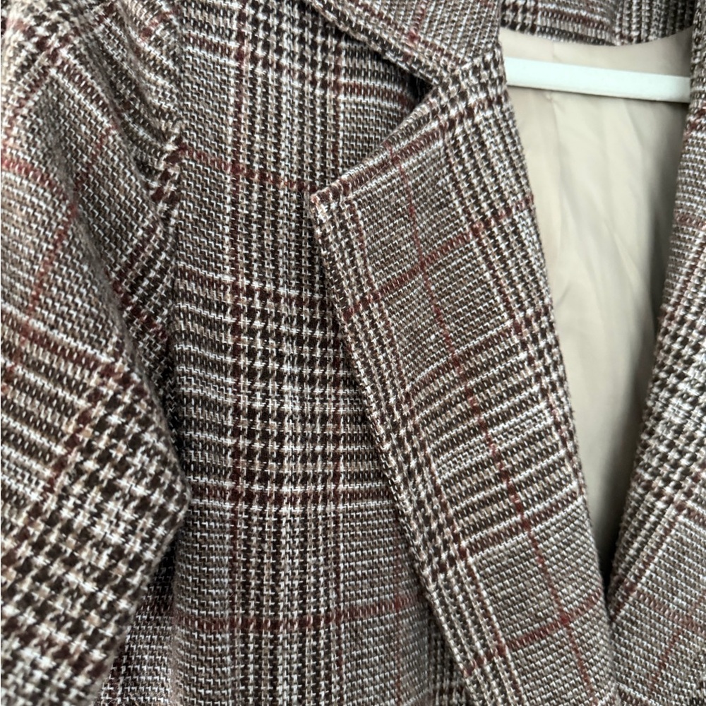 SHEIN Brown Plaid Long Trench Coat - Picture 6 of 11